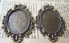 Accessories - Antique Bronze Pendant Tray Bowtie Crown Base Settings Match 22x29mm Cabochon A3161