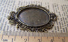 Accessories - Antique Bronze Pendant Tray Bowtie Crown Base Settings Match 22x29mm Cabochon A3161