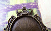 Accessories - Antique Bronze Pendant Tray Bowtie Crown Base Settings Match 22x29mm Cabochon A3161