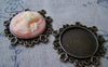 Accessories - Antique Bronze Round Pendant Tray Base Settings Match 30mm Cabochon Set Of 4 A3184