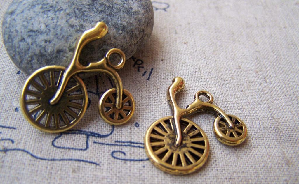 Accessories - Antique Gold Racing Bike Sports Bicycle Charms Pendants 24x24mm Set Of 10 Pcs A2682