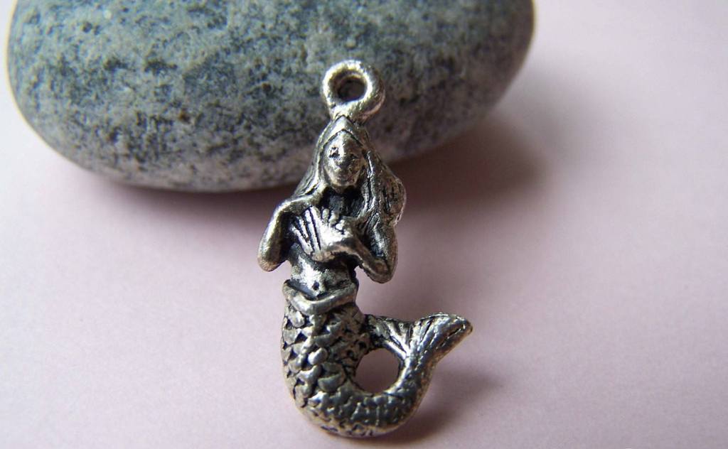Accessories - Antique Silver 3D Mermaid Fairy Charms Beach Pendants 12x19mm Set Of 10 Pcs A1265
