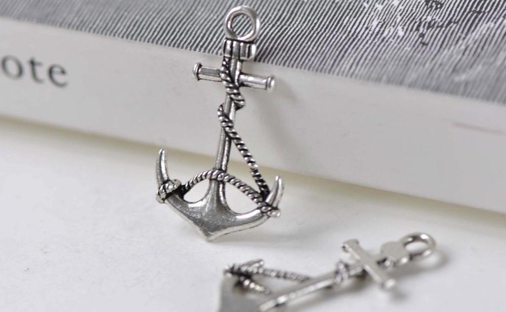 Accessories - Antique Silver Anchor Charms 19x33mm Set Of 10 Pcs A7897