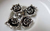 Accessories - Antique Silver Flower Back Loop Hexagon Charms 17mm Set Of 10 Pcs A6817