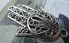 Accessories - Antique Silver Hamsa Hand Pendants Charms 29x44mm Set Of 10 Pcs A7849