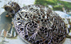 Accessories - Antique Silver Large Round Pendant Filigree Flower Vintage Design Charms 46x60mm Set Of 5 Pcs A1833