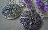 Accessories - Antique Silver Large Round Pendant Filigree Flower Vintage Design Charms 46x60mm Set Of 5 Pcs A1833