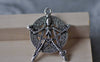Accessories - Antique Silver Skeleton Star Pendants Round Charms 35x44mm Set Of 10 Pcs A7123