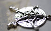 Accessories - Antique Silver Skeleton Star Pendants Round Charms 35x44mm Set Of 10 Pcs A7123