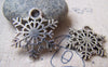 Accessories - Antique Silver Snowflake Charms Thick Pendants 24x27mm Set Of 10 Pcs A1101