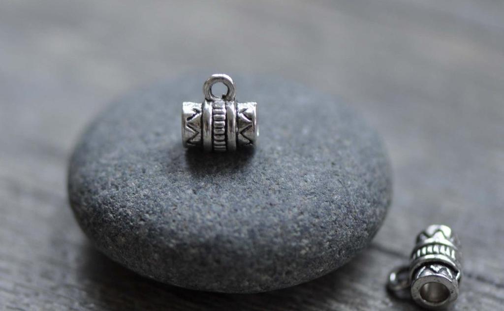 Accessories - Antique Silver Tube Bail Charms 5.5x8mm Set Of 50 Pcs A7838