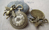 Accessories - Bee Clock Pendant Antique Bronze Time Charms 41x42mm Set Of 2 Pcs A645