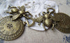 Accessories - Bee Clock Pendant Antique Bronze Time Charms 41x42mm Set Of 2 Pcs A645