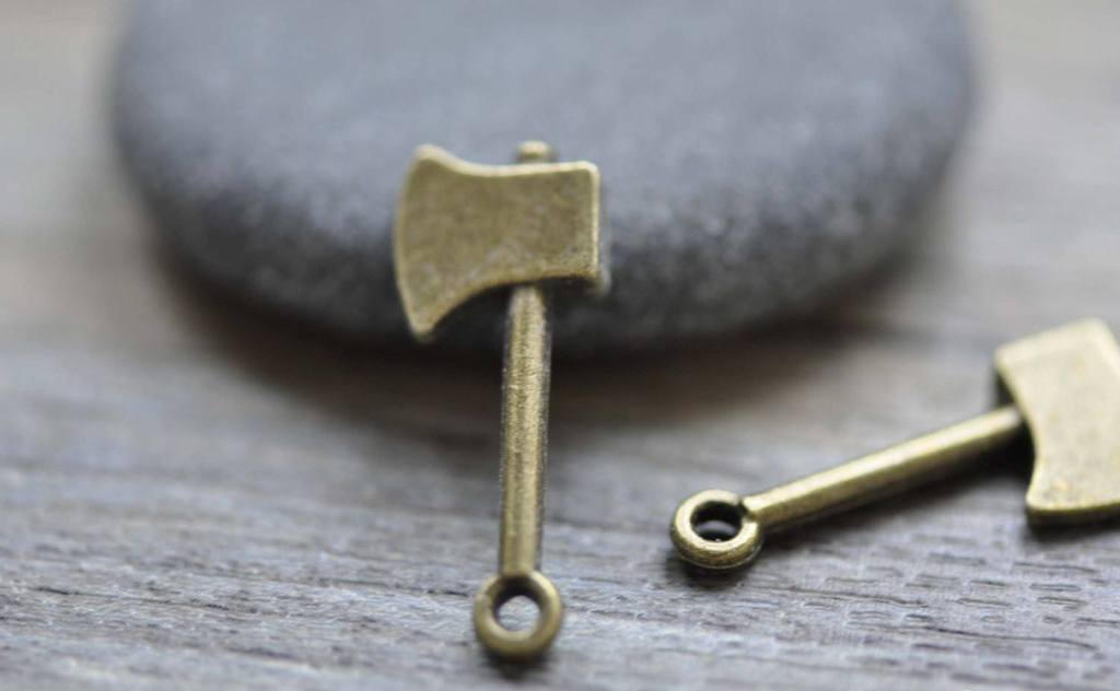 Accessories - Bronze Hatchet Charms Small Axe Tool Pendant 10x24mm Set Of 30 Pcs A7827