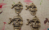 Accessories - Bronze Pirate Skull Charms 19x25mm Set Of 10 Pcs A1577