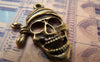 Accessories - Bronze Pirate Skull Charms 19x25mm Set Of 10 Pcs A1577