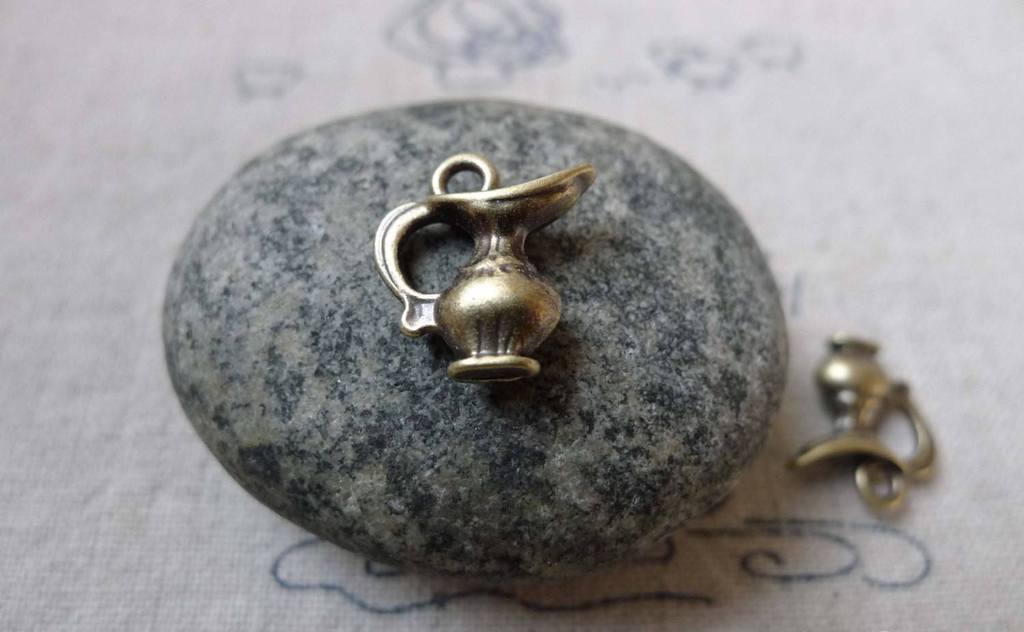Accessories - Bronze Teapot Charms Wine Pot Pendant 13x14m Set Of 10 Pcs A6468