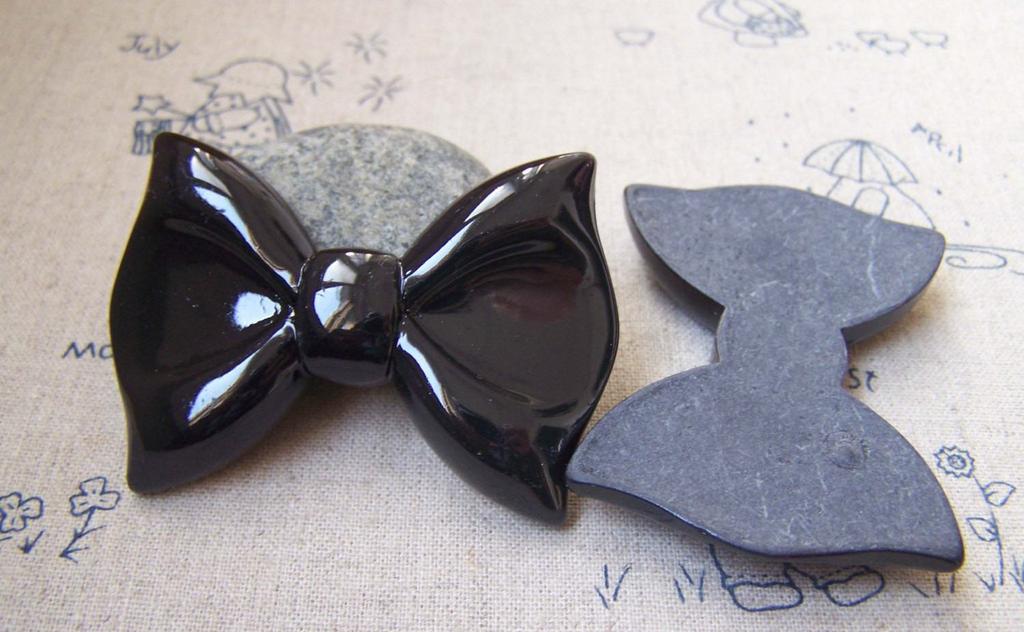 Accessories - Cabochon Bow Tie Black Bowtie Knot Resin Cameo 43x59mm Set Of 10 Pcs A2993