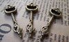 Accessories - Cat Key Pendants Antique Bronze Skeleton Key Charms 10x35mm Set Of 20 A192