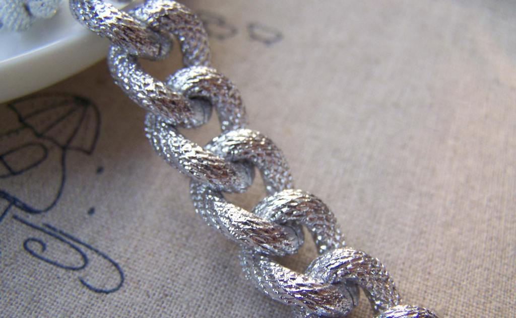 Accessories - Chunky Chain Silver Textured Aluminium Thick Curb Chain Set Of 3.3 Ft (1m) A2458