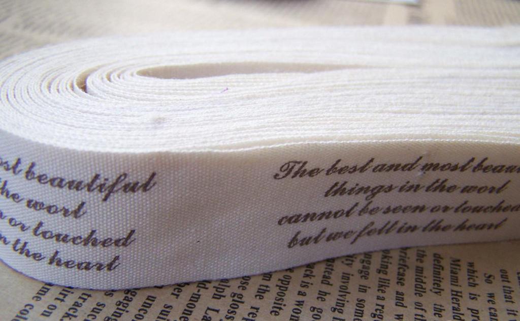 Accessories - Cotton Ribbon English Handwriting Fabric Label Ribbon Print String Set Of 5 Meters A2557