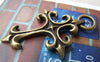 Accessories - Cross Pendants Antique Bronze Lily Flower Charms 31x48mm Set Of 6 Pcs A427