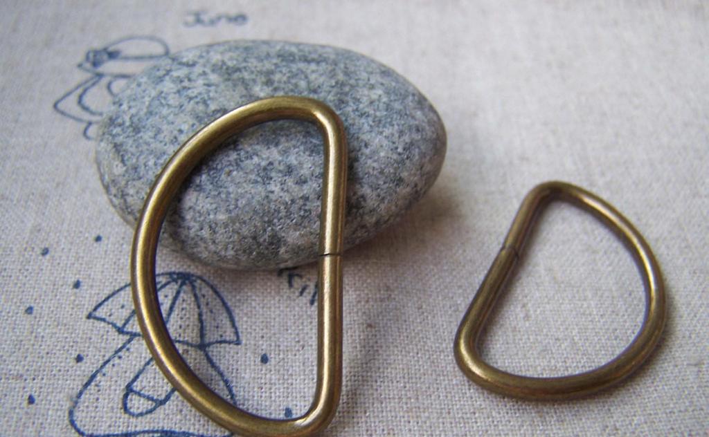 Accessories - D Ring Antique Bronze D Jump Rings 23x38mm Set Of 10 Pcs A3500