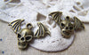 Accessories - Devil Wing Charms Antique Bronze Skull Pendants 22mm Set Of 10 Pcs A1582