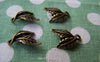 Accessories - Double Leaf Connector Antique Bronze Leaf Pendants 9x14mm Set Of 10 Pcs A326