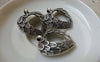 Accessories - Feather Heart Charms Antique Silver Filigree Pendants 27x31mm Set Of 10 Pcs A5662