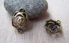 Accessories - Filigree Rose Flower Connectors Antique Bronze Charms 16x21mm Set Of 10 Pcs A432