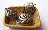 Accessories - Filigree Rose Flower Connectors Antique Bronze Charms 16x21mm Set Of 10 Pcs A432