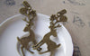 Accessories - Flower Deer Antlar Pendants Antique Bronze Charms 20x70mm Set Of 4 Pcs A1625