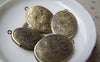 Accessories - Flower Locket Antique Bronze Oval Photo Locket Charms 23x29mm Set Of 4 Pcs A3621