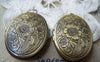 Accessories - Flower Locket Antique Bronze Oval Photo Locket Charms 23x29mm Set Of 4 Pcs A3621