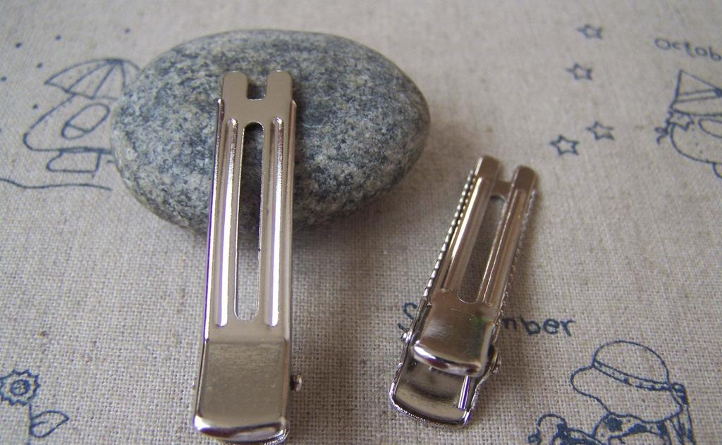 Accessories - French Barrette Silvery Gray Tone Thick Hair Clips Prong 10x47mm Set Of 20 A4522