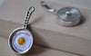 Accessories - Frying Pan With Egg Pendants Antique Silver Kitchen Cooking Charms 17x32mm Set Of 6 Pcs A7873