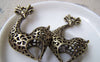 Accessories - Giraffe Pendants Antique Bronze 3D Heart Shaped Charms 31x46mm Set Of 4 Pcs A1793