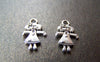 Accessories - Girl Charms Antique Silver Double Sided Small Charms 15mm Set Of 20 A1554