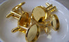 Accessories - Gold Cufflinks Blank Round Bezel Setting Match 16mm Cabochon Set Of 10 Pcs A561