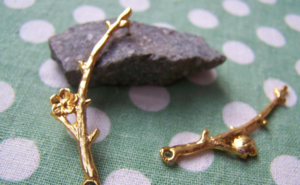 Accessories - Gold Tree Branch Charms Pendants 13x41mm Set Of 10 Pcs A3373