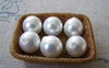Accessories - Half Bored Hole Natural Shell White Round Pearls 10mm Set Of 6 Pcs A2462