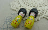 Accessories - Hand Painted Wood Pendants Japanese Doll Girl Charms 14x37mm Set Of 4 Pcs A5880