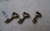 Accessories - Heart Key Charms Antique Bronze 7x15mm Set Of 20 Pcs A181