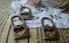 Accessories - Heart Lock Charms Antique Bronze Supplies 12x25mm Set Of 10 Pcs A2813