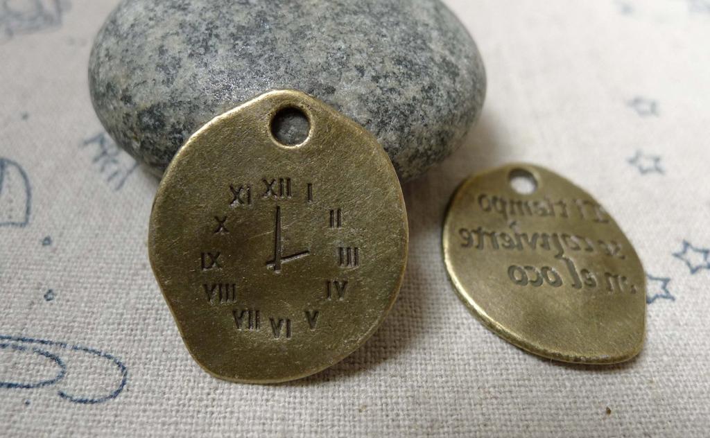 Accessories - Irregular Clock Antique Bronze Charms 21x25mm Set Of 10 Pcs A5907