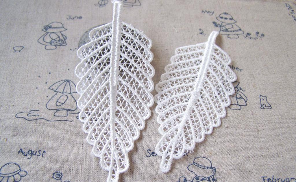 Accessories - Lace Doily White Polyester Filigree Crochet Tree Leaf 45x120mm Set Of 10 Pcs A5405