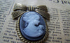 Accessories - Lady Cameo Cabochon Resin Black Size 22x30mm Set Of 10 Pcs A4051