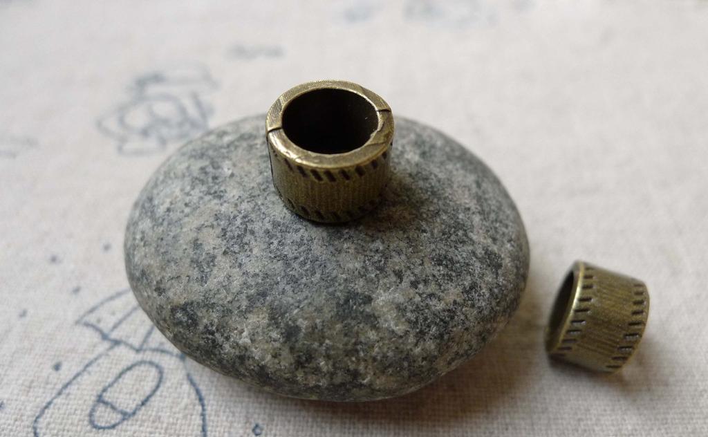 Accessories - Large Hole Beads Antique Bronze Spacer Tubes 7.5x10mm Set Of 20 Pcs A6643
