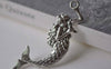Accessories - Large Sea Siren Connectors Antique Silver Mermaid Nautical Ocean Fairy Pendants 32x76mm Set Of 6 A7877